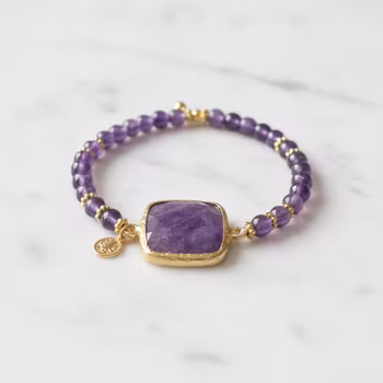 Armband lila stenar