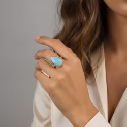 Ring med turkos droppe silver