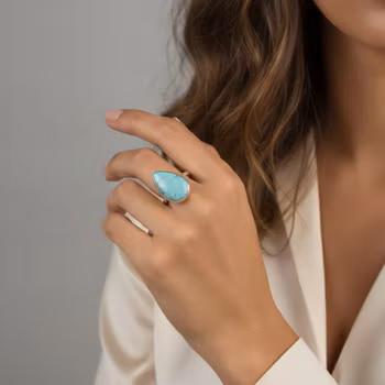 Ring med turkos droppe silver