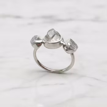 Rå klar kristallring silver