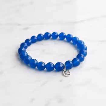 Blå Jade armband med Peace berlock herr