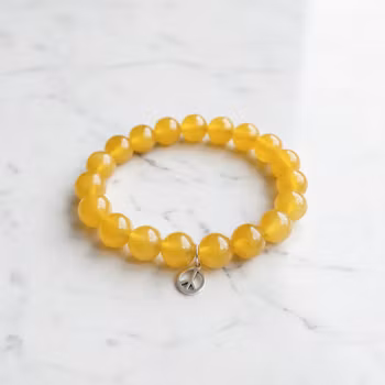 Gult jade armband med Peace berlock herr