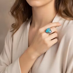 Silverring med hjärta Turkos