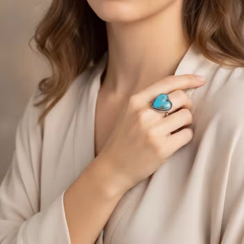 Silverring med hjärta Turkos