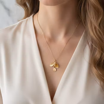 Guldförgyllt halsband med kvist