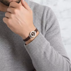 Brunt läderarmband herr