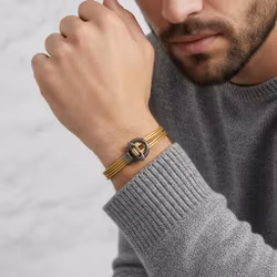 Gult läderarmband herr