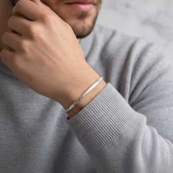 Cuff armband i silver herr