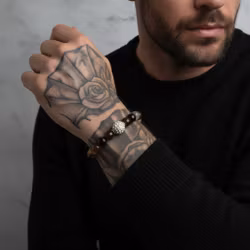 Brunt facettslipat Agat armband herr