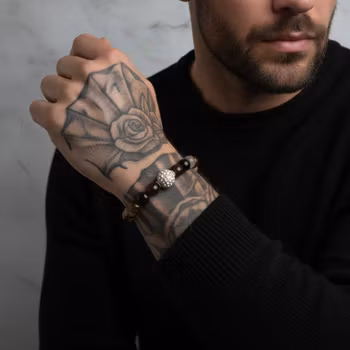 Brunt facettslipat Agat armband herr