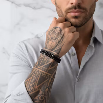 Svart sten armband herr