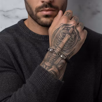 Svart tjockt läderarmband herr
