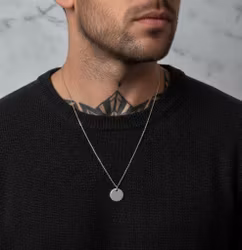 Silverhalsband med rund bricka herr
