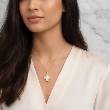 Halsband med vitt kors