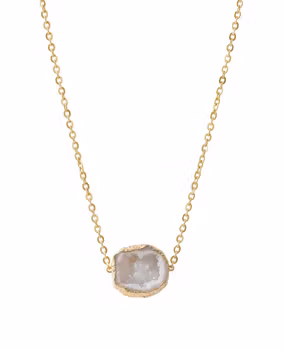 Halsband med vit Druzy Agat sten