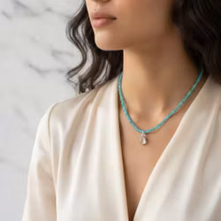 Blå apatit halsband silver