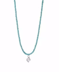 Blå apatit halsband silver