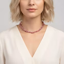 Rosa rå Turmalin halsband silver