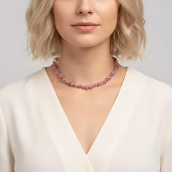 Rosa rå Turmalin halsband silver