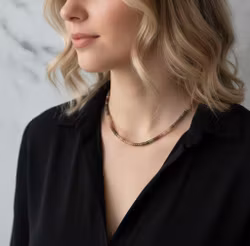 Kort Vattenmelon turmalin halsband silver