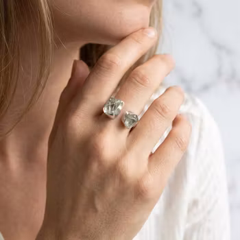 Grön rå Ametist Prasiolit ring