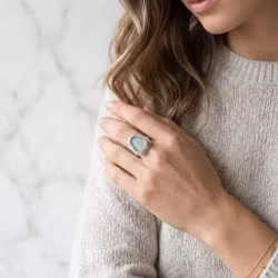 Stor Sjöglas ring silver