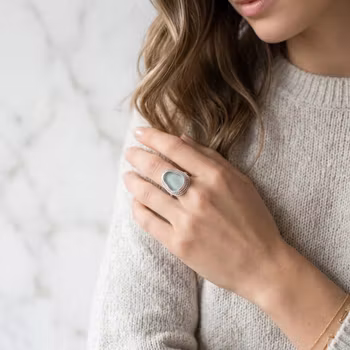 Stor Sjöglas ring silver
