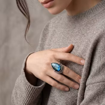 Stor Labradorit ring silver