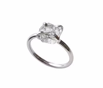 Rå klar kvarts kristall ring silver