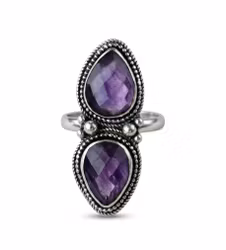 Statement ring Ametist silver