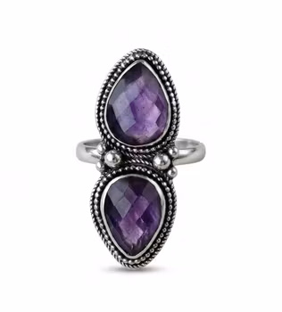 Statement ring Ametist silver