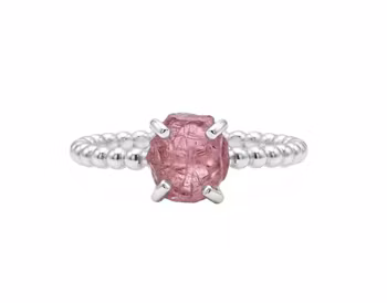 Rosa rå Turmalin ring silver
