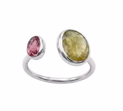 Öppen Turmalin ring silver