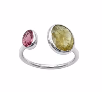 Öppen Turmalin ring silver
