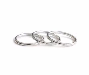 3-pack släta silverringar