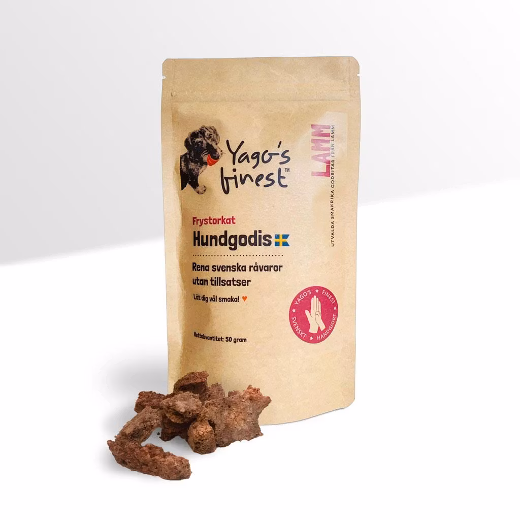 Yago's finest frystorkat svenskt hundgodis LAMM