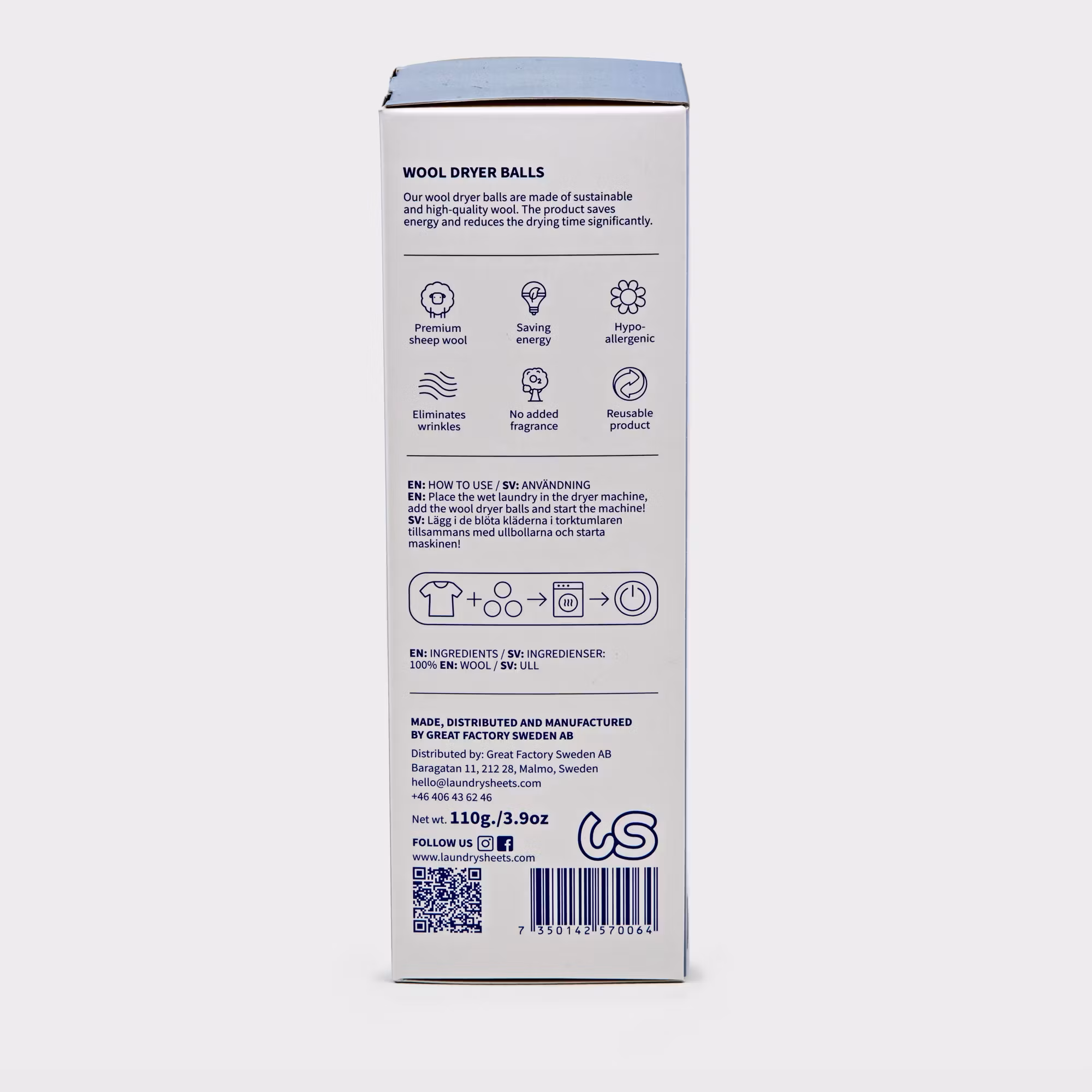 Laundry Sheets torkbollar i ull 3-pack