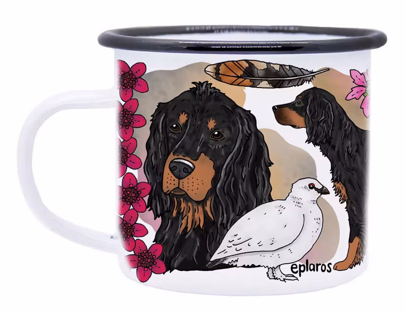 Emaljmugg gordon setter – 30 cl