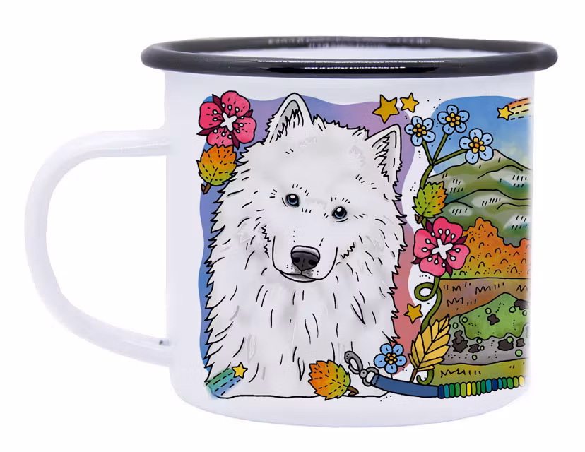 Emaljmugg Samojed – 30 cl