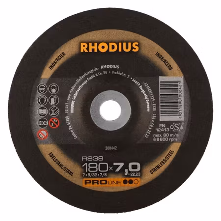 RHODIUS RS38 Slipskiva 180x7x22,23 (10/förp)