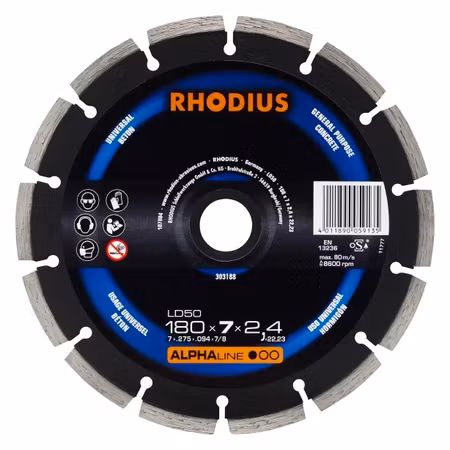 RHODIUS Diamantkapklinga LD 50 180x7x2,4x22,23