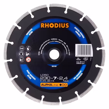 RHODIUS Diamantkapklinga LD 50 230x7x2,4x22,23