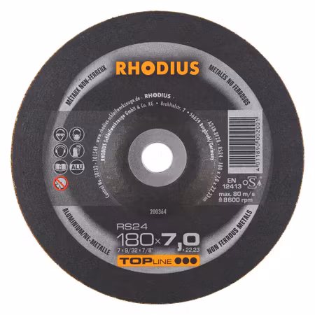 RHODIUS RS24 Slipskiva ALU 180x7,0x22,23 (10 förp)