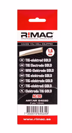 RIMAC Tigelektrod 1,6mmx2st Guld Multityp Ac/Dc