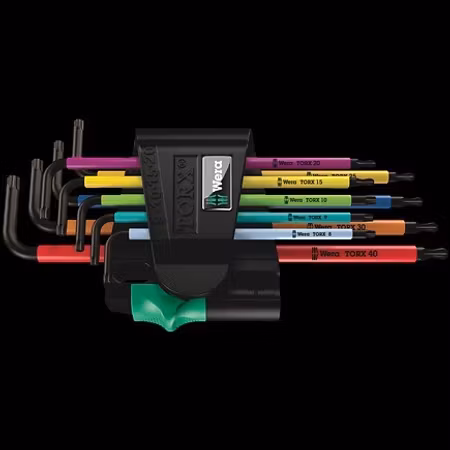 WERA 967 SPKL/9 TORX BO Multicolour L-key set for tamper-proof, BlackLaser 967 SPKL TORX® BO Multico