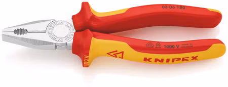 KNIPEX Kombinationstång Isolerat med flerkomponentsöverdrag, VDE-testat förkromad 180 mm skär med fa