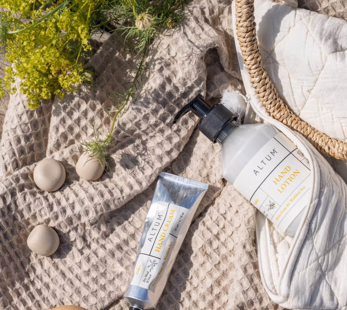 Quiltad necessär, creme vit