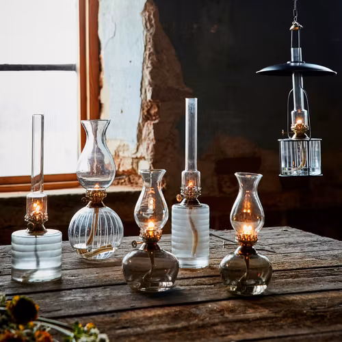 Fotogenlampa glas, rak, frostad