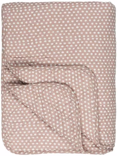 Quiltad pläd ljusröd med vita prickar