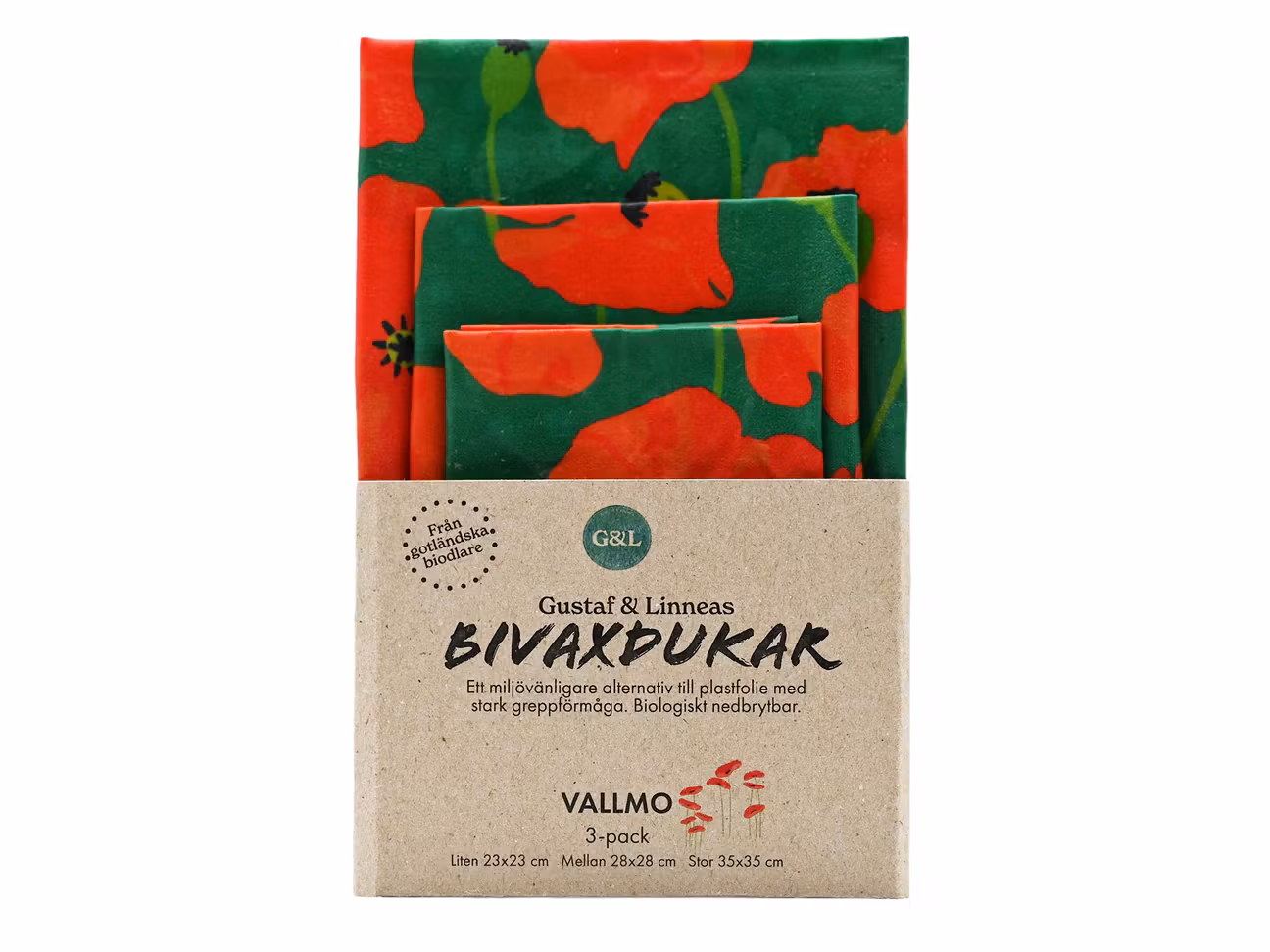 Bivaxduk Vallmo 3-pack